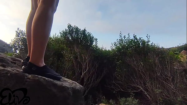 'You're taking my tits out!' Mouthpiece on the cliff by the sea