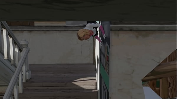 Spider-Gwen gives a blowjob to a guy from fortnite