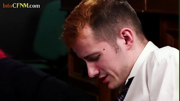 CFNM femdoms jerk bondage guy in the classroom
