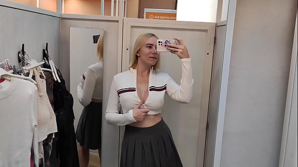 Fitting Room Show – Sheer Fabric, No Panties, Big Curves.