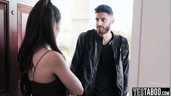 Petite sexy MILF saves her stepbrother by fucking a big dick goon