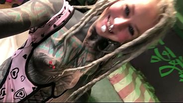 Horny Alternative Tattooed Girl Shows Her Sex Toys With Ass Plug In